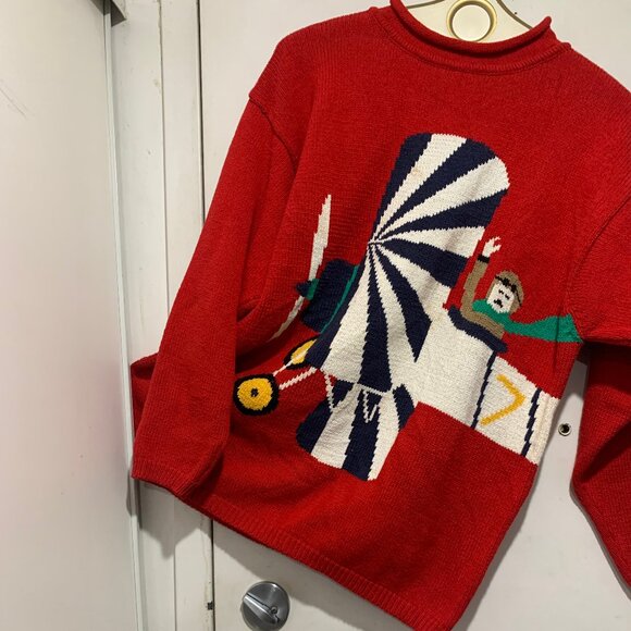 VINTAGE J.G. HOOK KNIT COTTON GRAPHIC TURTLENECK SWEATERS SIZE M - Picture 6 of 12